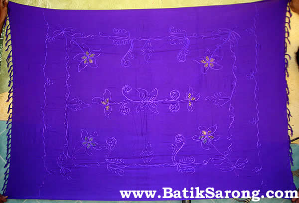 Embroidery Sarongs from Bali Plain Color Pareo with Embroidery and beads Indonesia