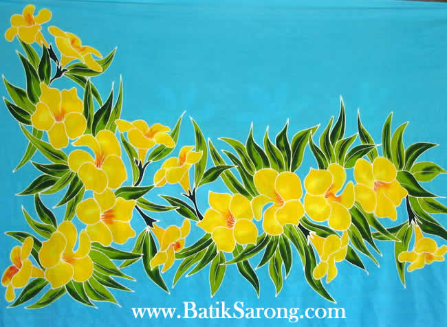 Handpainted Sarongs with Tropical Flowers Motifs from Bali Indonesia