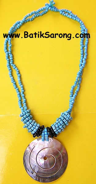 BEADS NECKLACE WITH PEARL SHELL BALI INDONESIA