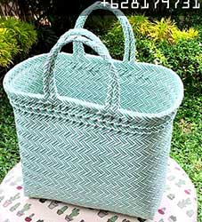Handwoven recycled plastic tote bags from Indonesia