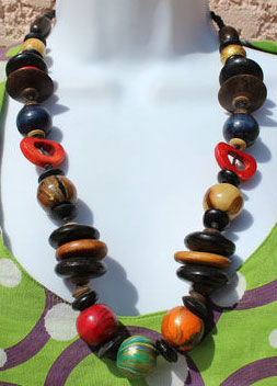 Bali Necklace made of Painted Wood Beads