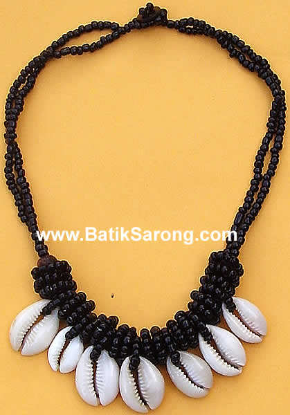 BEADED NECKLACES WITH COWRY SHELL (COWRIE SHELLS and BEADS NECKLACES) BALI INDONESIA