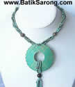 Carved and Dyed Coco Shell Necklace with Beads