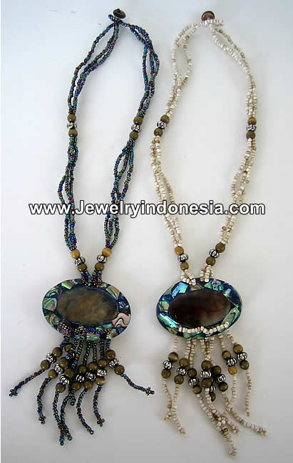 Costume Jewelry Necklaces from Bali Indonesia Beads Necklace Paua Shell Pendant