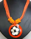 Beads Necklace with Resin and Mother of Pearl Shell Pendant