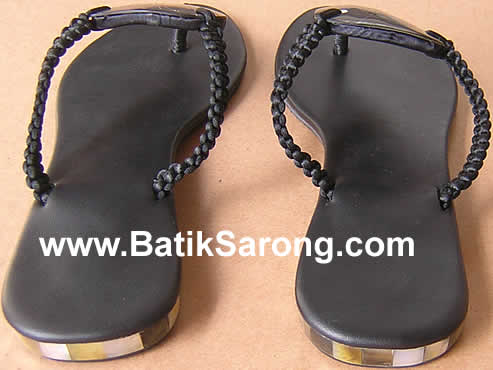 Sandal with mother pearl oyster shell