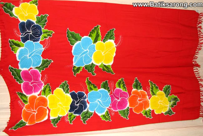 HP14-15 Batik Sarong with Tropical Summer Flower Motif Flower Pareo Hawaii Bali 