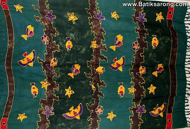 HP14-19 Pareo with Sea Life Animal Motif Sarongs Handpainted Company Bali 